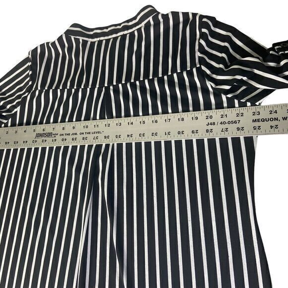 Ninedaily Blouse Black White Stripe 3/4 Sleeve Button Zipper Front Plus Size 2XL - Picture 10 of 11